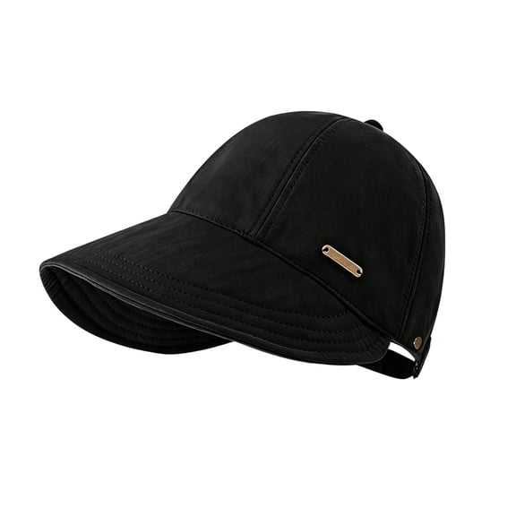 Wide Brim Sun Visor Hat,Bucket Hats for Women Summer,Sun Hats for Women, Wide Brim UV Hat for Beach Travel | Quick Dry Foldable Bucket Hat with Ponytail Opening, Adjustable Fit(Black)
