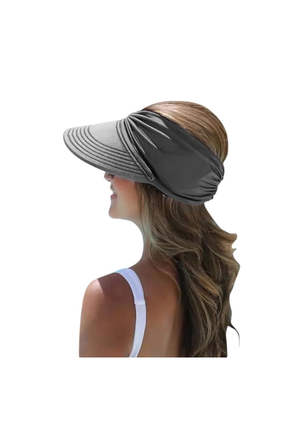 Wide Brim Sun Visor Hat, Face Protection Beach Hat, Summer Outdoor Sport Cap, Women Lightweight Windproof Adjustable Headwear for Travel Jogging Casual Sun Shade Breathable Summer Headgear,Grey