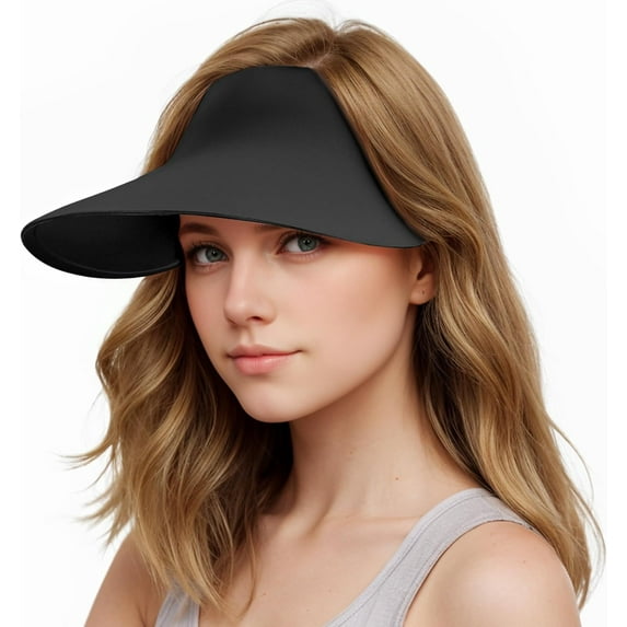 Wide Brim Sun Visor Hat for Women,UPF50+ Seamless Sun Hats Lightweight Sports Cap Foldable Ponytail Hat for Outdoor