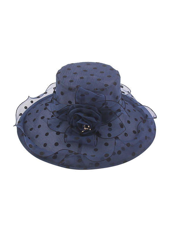 Wide Brim Sun Visors for Women Black Fascinator Beach Hat for Tea Party & Wedding Hats