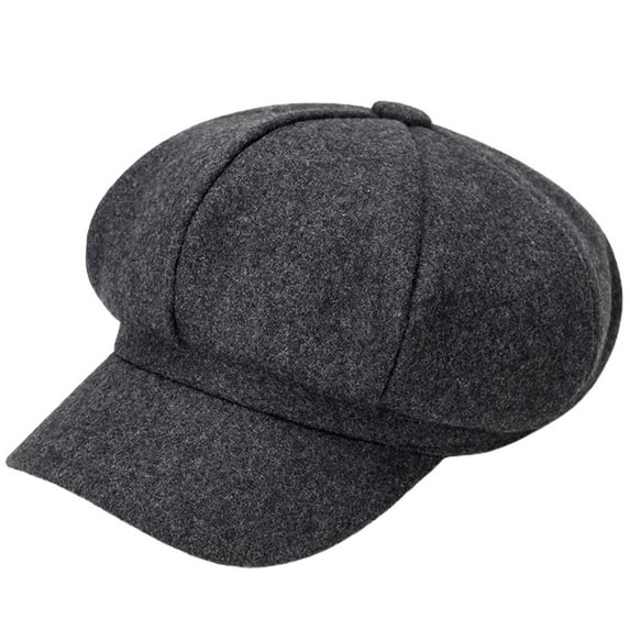 Wide Brim Sunscreen Beret Hat Skin-Touch Retro Octagonal Painter Woolen Hat for Fall Winter