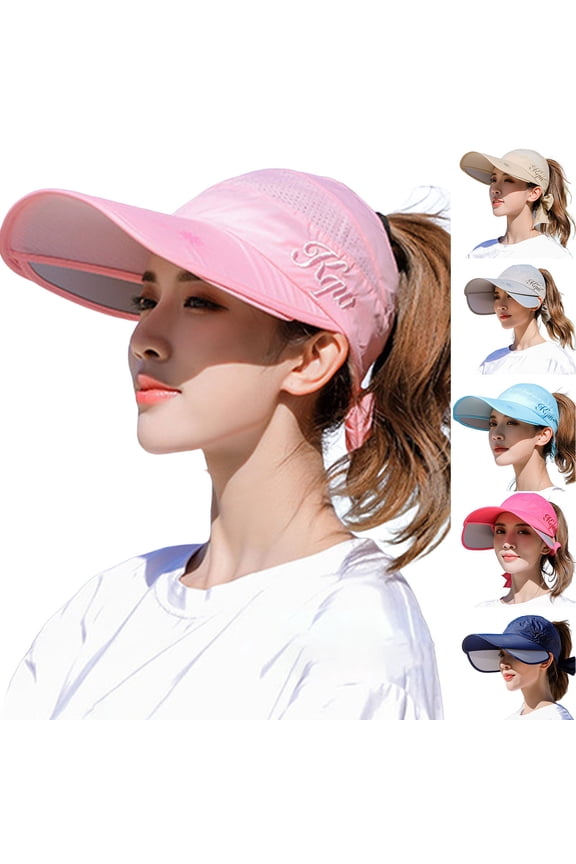 Wide Brim Visor Hat for Women Golf Visor Cap Sun Protection Hat for Beach Garden Tennis Running Sunshade Hat