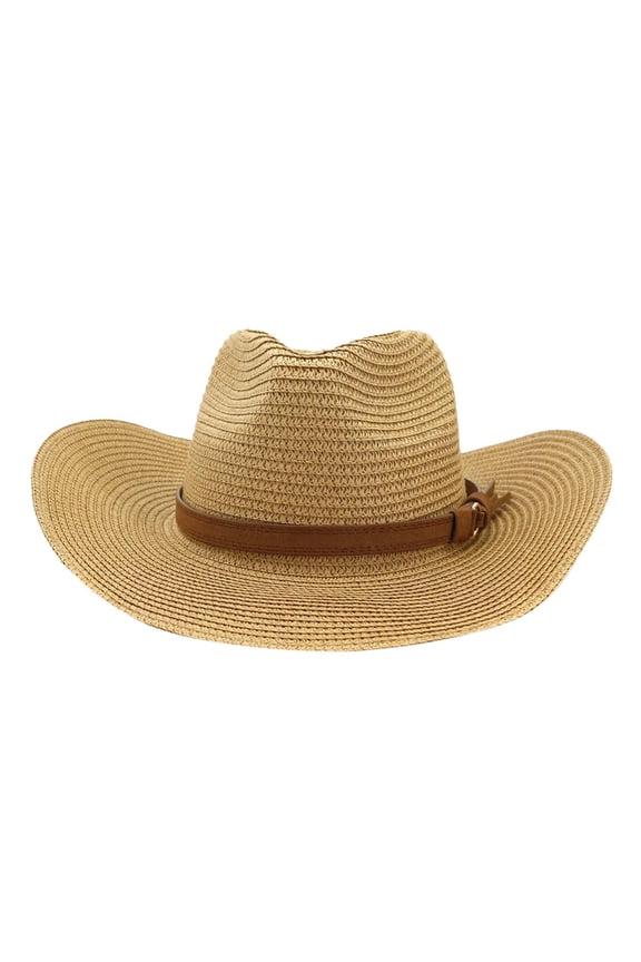 Wide Brim Western Cowboy Hat for Men and Women Beach Straw Baseball Cap with Wild Style