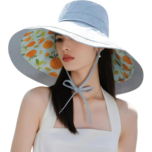 Wide Brim Women Sun Hat Summer Beach Bucket Fishing Hats Metal Wired Edge Packable UV Protection for Hiking Garden Travel