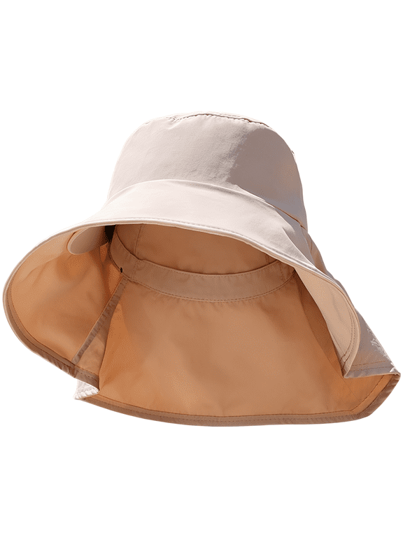 Wide-Brimmed Sun Hat, Double-Layer Waterproof Fisherman Hat with Neck Flap, Quick-Drying Summer Cap for Outdoor Hiking
