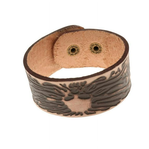 Wide Brown Leather Men's Cuff Bangle Bracelet