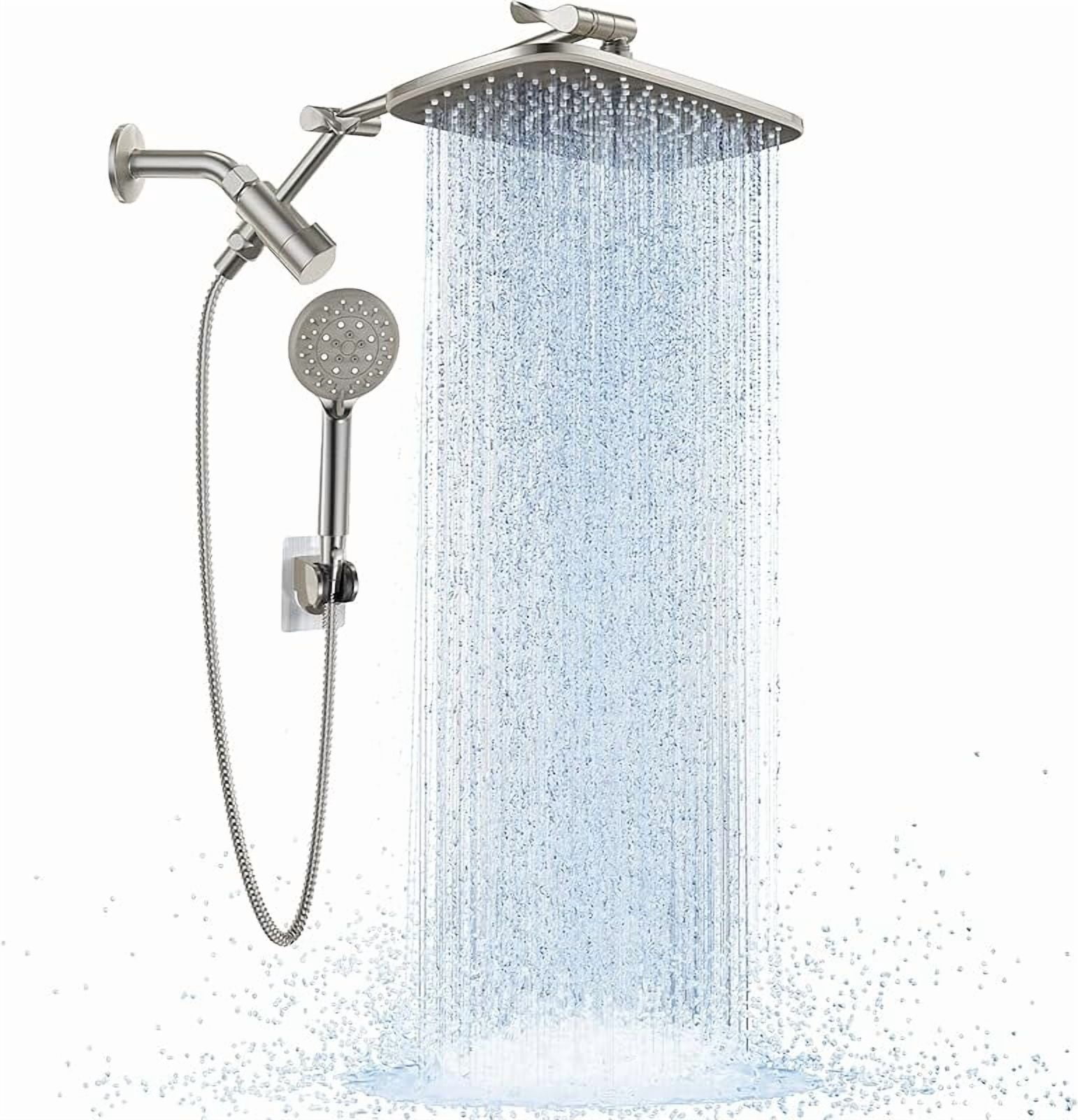 Wide Brushed Nickel Rain Shower Head with Handheld, High Pressure ...