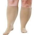 thumbnail image 1 of Wide Calf Compression Socks for Women & Men Circulation 20-30mmHg Plus Size Knee High Support Stockings for Medical | Circulation | Nurses | Running | Travel,Beige 3XL, 1 of 8