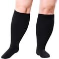 thumbnail image 1 of Wide Calf Compression Socks for Women & Men Circulation 20-30mmHg Plus Size Knee High Support Stockings for Medical | Circulation | Nurses | Running | Travel,Black 2XL, 1 of 7