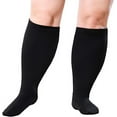 thumbnail image 1 of Wide Calf Compression Socks for Women & Men Circulation 20-30mmHg Plus Size Knee High Support Stockings for Medical | Circulation | Nurses | Running | Travel,Black 3XL, 1 of 8