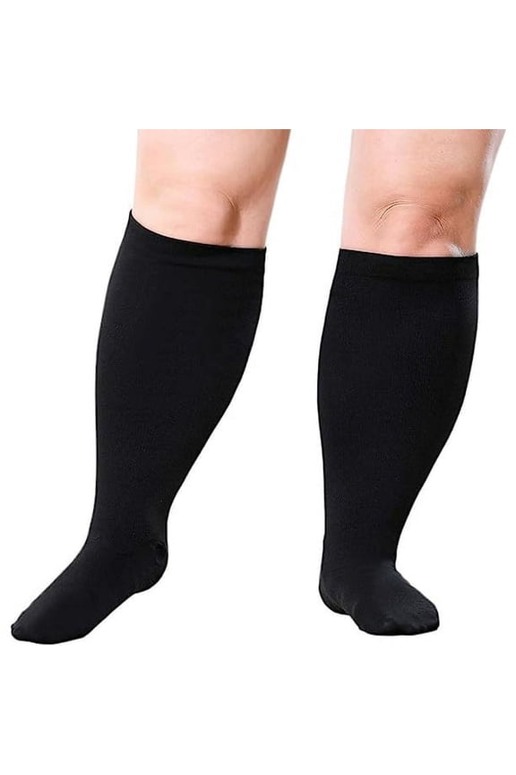 Wide Calf Compression Socks for Women & Men Circulation 20-30mmHg Plus Size Knee High Support Stockings for Medical | Circulation | Nurses | Running | Travel,Black 4XL