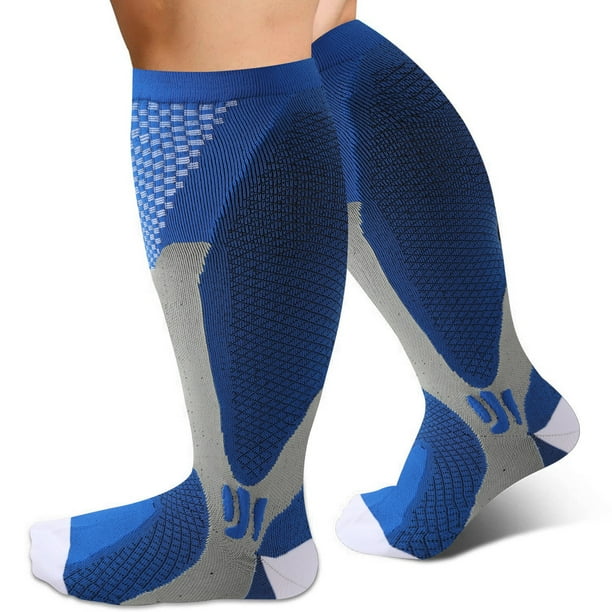 Wide Calf Compression Socks for Men Women 15 25mmHg Extra Large Size Knee High Support Socks for Sports Nurses Circulation Running Socks 2XL 7XL