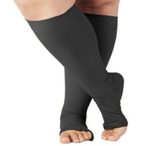 Wide Calf Support Socks for Women and Men Circulation 20-30mmHg Black, 2XL