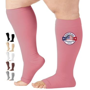 Wide Calf Compression Stockings for Women & Men 20-30mmHg - Pink, 7X-Large