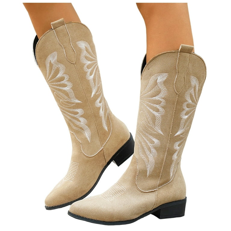 Wide Calf Cowboy Boots for Women 2025 Black White Slouch Leather