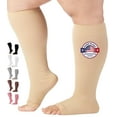thumbnail image 1 of Wide Calf Men and Womens Compression Socks for Swelling 20-30mmHg - Beige, 3XL, 1 of 10