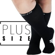 Wide Calf Opaque Compression Socks for Women and Men 20-30mmHg Black, 5X-Large