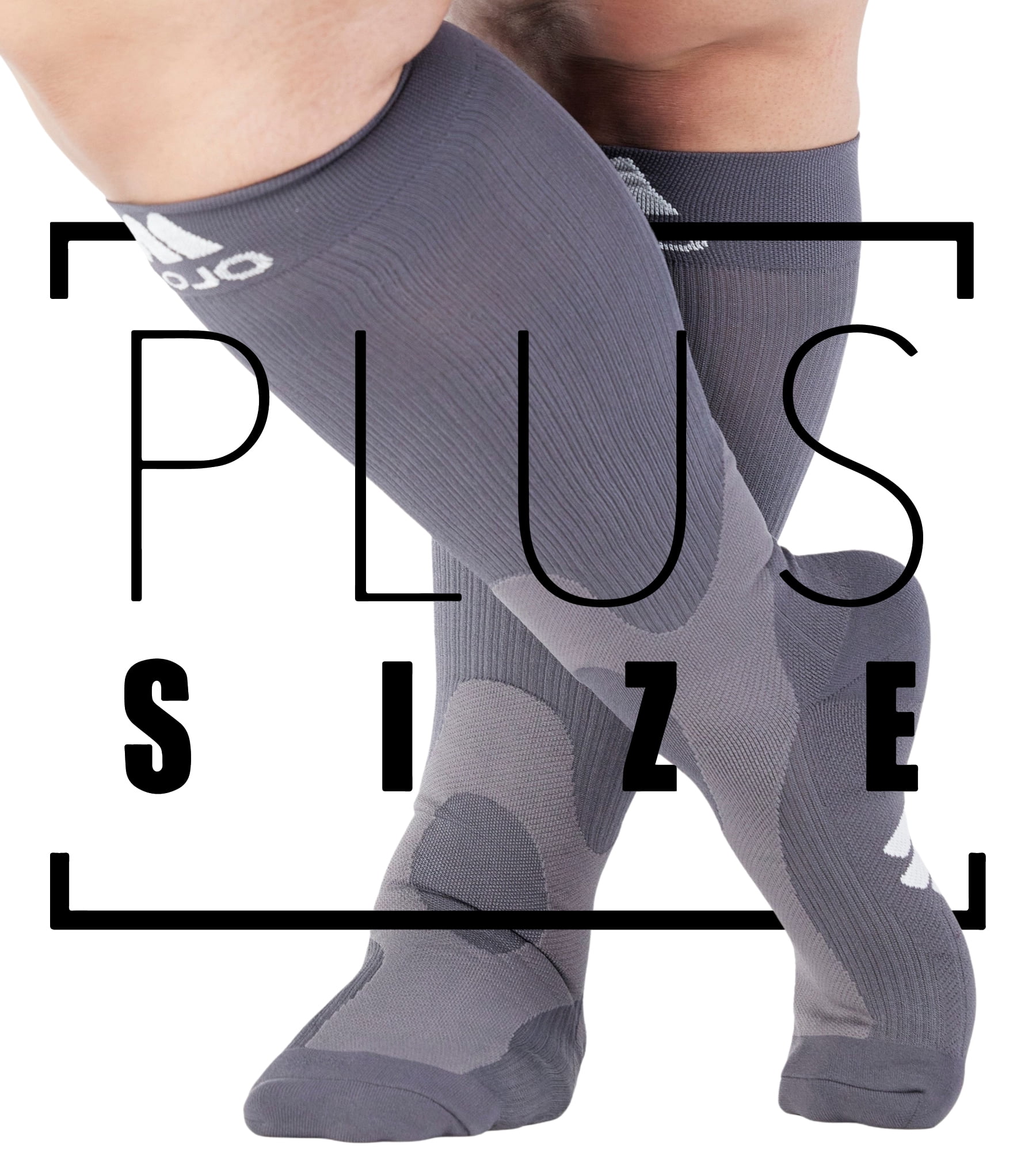 Wide Calf Opaque Women & Mens Compression Knee High 20-30mmHg - Grey, 6X-Large
