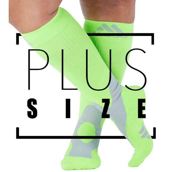Wide Calf Opaque Women & Mens Compression Knee High 20-30mmHg - Neon Green, 6XL