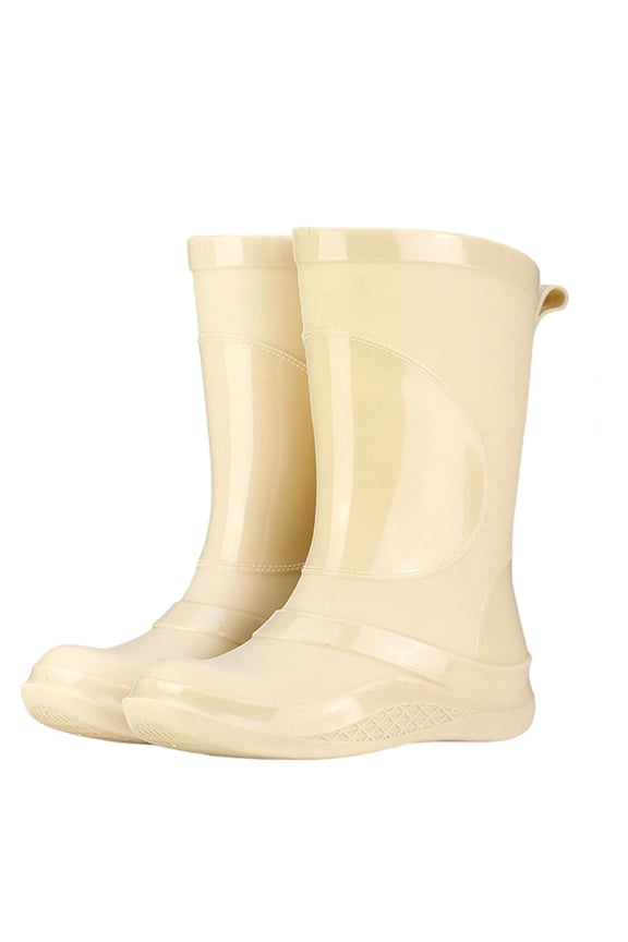 Wide Calf Rain Boots for Women Fashionable Waterproof Mid Calf Boots Non-Slip Outdoor Garden Shoes Work Farm Boots with Arch Support