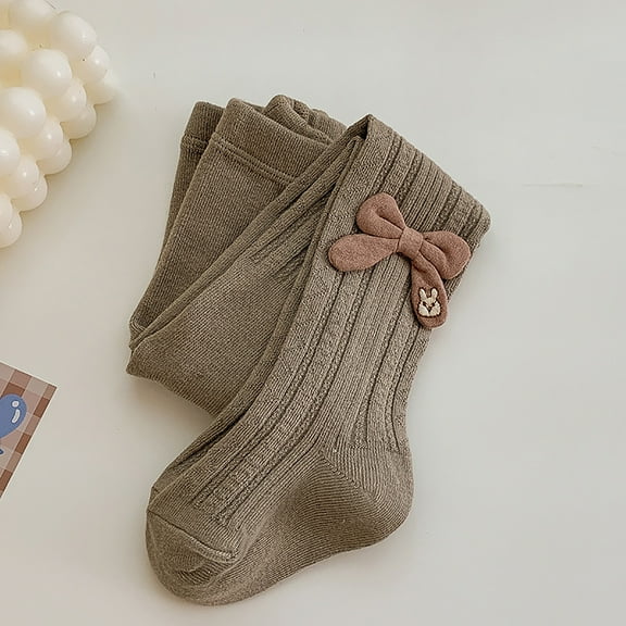 Wide Calf Socks Girls Girl's Tights Winter Elastic Warm Pantyhose Children's Bottom Socks and Pant (1-12 Years Old) Scrunchy Socks for Girls Brown XS