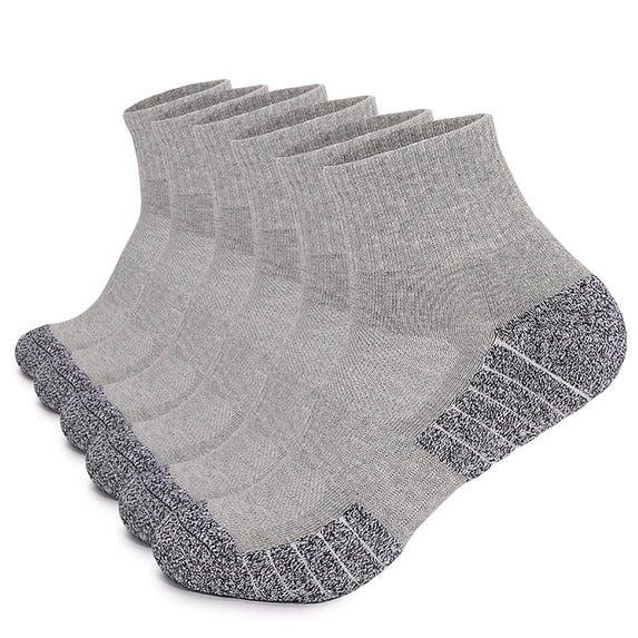Wide Calf Socks Women 6 Pack Men's and Women's Athletic Socks Cycling Crew Socks Breathable Cushioned Workout Quarter Socks Gray L