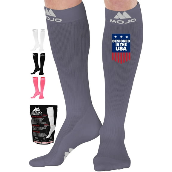 Wide Calf Unisex Compression Knee High 20-30mmHg for DVT - Grey, 2X-Large