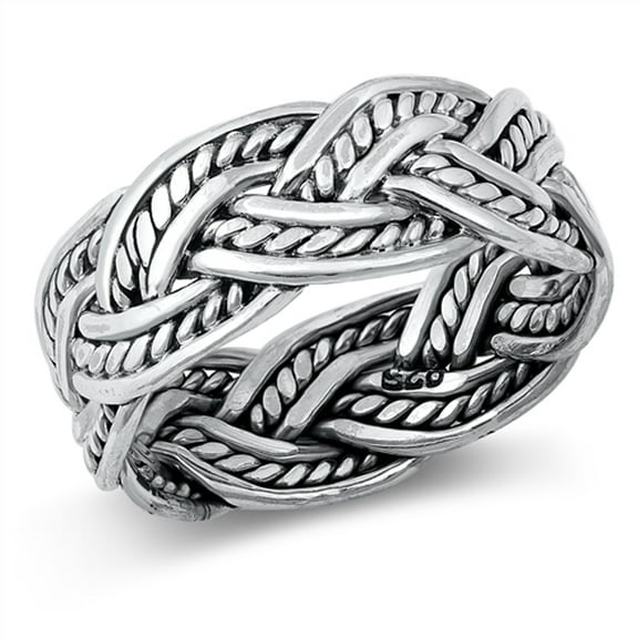 Wide Celtic Braided Band Ring .925 Solid Sterling Silver Jewelry Female Male Unisex Size 11