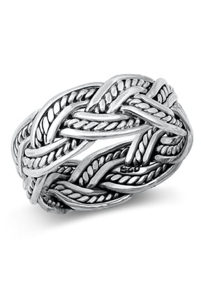 Wide Celtic Braided Band Ring .925 Solid Sterling Silver Jewelry Female Male Unisex Size 11