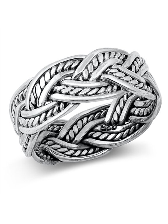 Wide Celtic Braided Band Ring .925 Solid Sterling Silver Jewelry Female Male Unisex Size 6