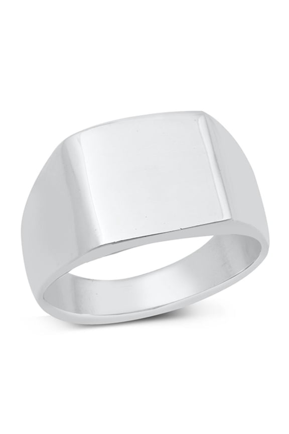 Wide Chunky Statement Ring Square Signet .925 Sterling Silver Band Jewelry Female Male Size 11