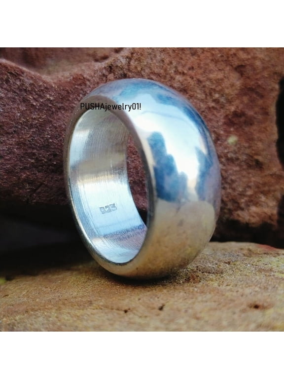 Wide Cigar Band Ring, 925 Sterling Silver Ring, Dome Ring, Chunky Fidget Meditation Ring, Anxiety Knuckle Rings, Gift For Her