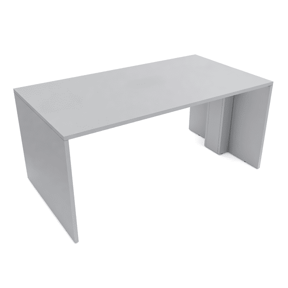 Wide  Collaborative Table | 4 Person Face-To-Face Desk | 3x5 All Laminate Teaming Table | Fog Gray