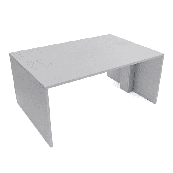 Wide Collaborative Table | 4 Person Face-To-Face Desk | 48x66 All Laminate Teaming Table | Fog Gray
