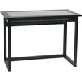 Wide Computer Desk with Pullout Keyboard Tray with Storage Space, Black