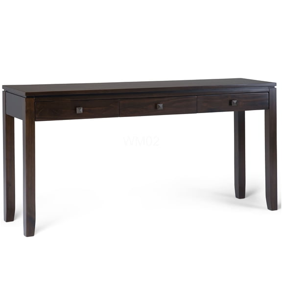 Wide Console Sofa Table, Dark Brown Wood Entryway Table with Drawers for Living Room