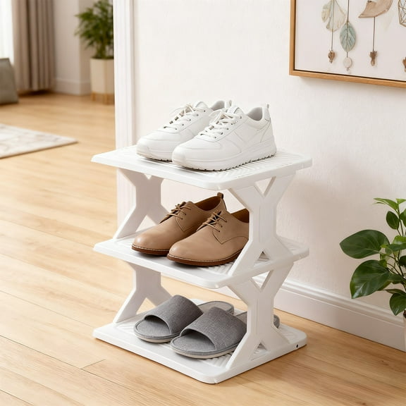Wide Corner Shoe Rack, Multi-Tier Shoe Organizer Shelf, 13x11x10 Inches Plastic Shoe Storage, Removable Washable Shoe Cabinet for Home