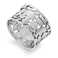 thumbnail image 1 of Wide Cracked Nugget Wedding Ring .925 Sterling Silver Modern Band Jewelry Female Male Unisex Size 7, 1 of 4