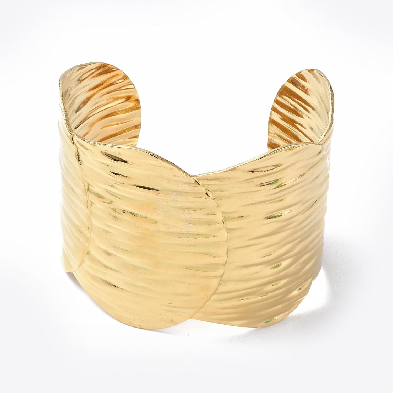 Wide Cuff Chunky Real 18K Gold Plated Bracelets Ion Plating(IP) 304 Stainless Steel Open Cuff Bangles Adjustable Wrist Cuff Bracelets for Women Birthday Gifts