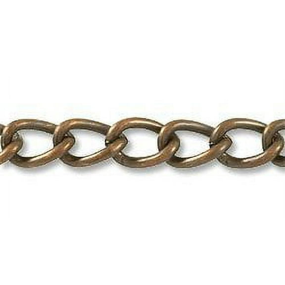 Wide Curb Link Chain 5.5mm Antique Copper Plated (Priced per Foot) -