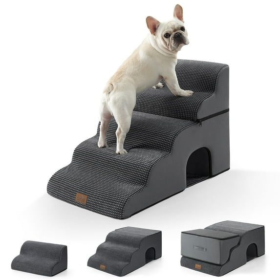 Wide Dog Stairs with Tunnel / 5-Step Foam Pet Ramp
