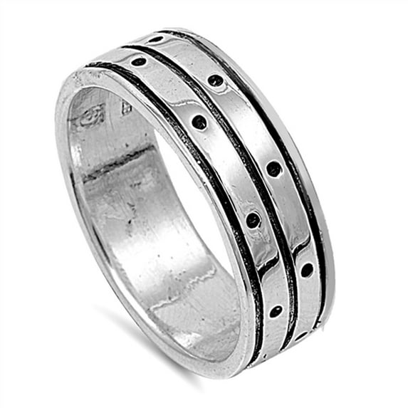 Wide Dot Dice Large Wedding Ring ( Sizes 6 7 8 9 10 11 ) New .925 Sterling Silver Band Rings (Size 8)