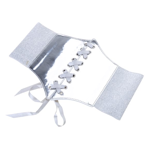 Wide Dress Belt Silver Corset Belt Corset Underbust Silver Belt For Women Elastic Belt for Dress Waist Cinchs Belt