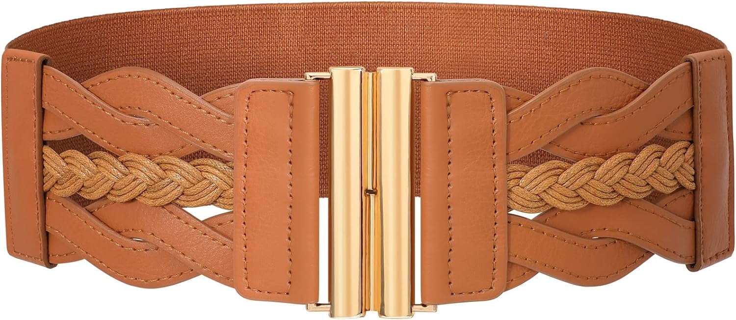 Stretchy Wide Elastic Belt for Dresses Coats Retro Vintage Cinch 4 Pack Women Wide Elastic Waist Belt for Dress Vintage  main image 2