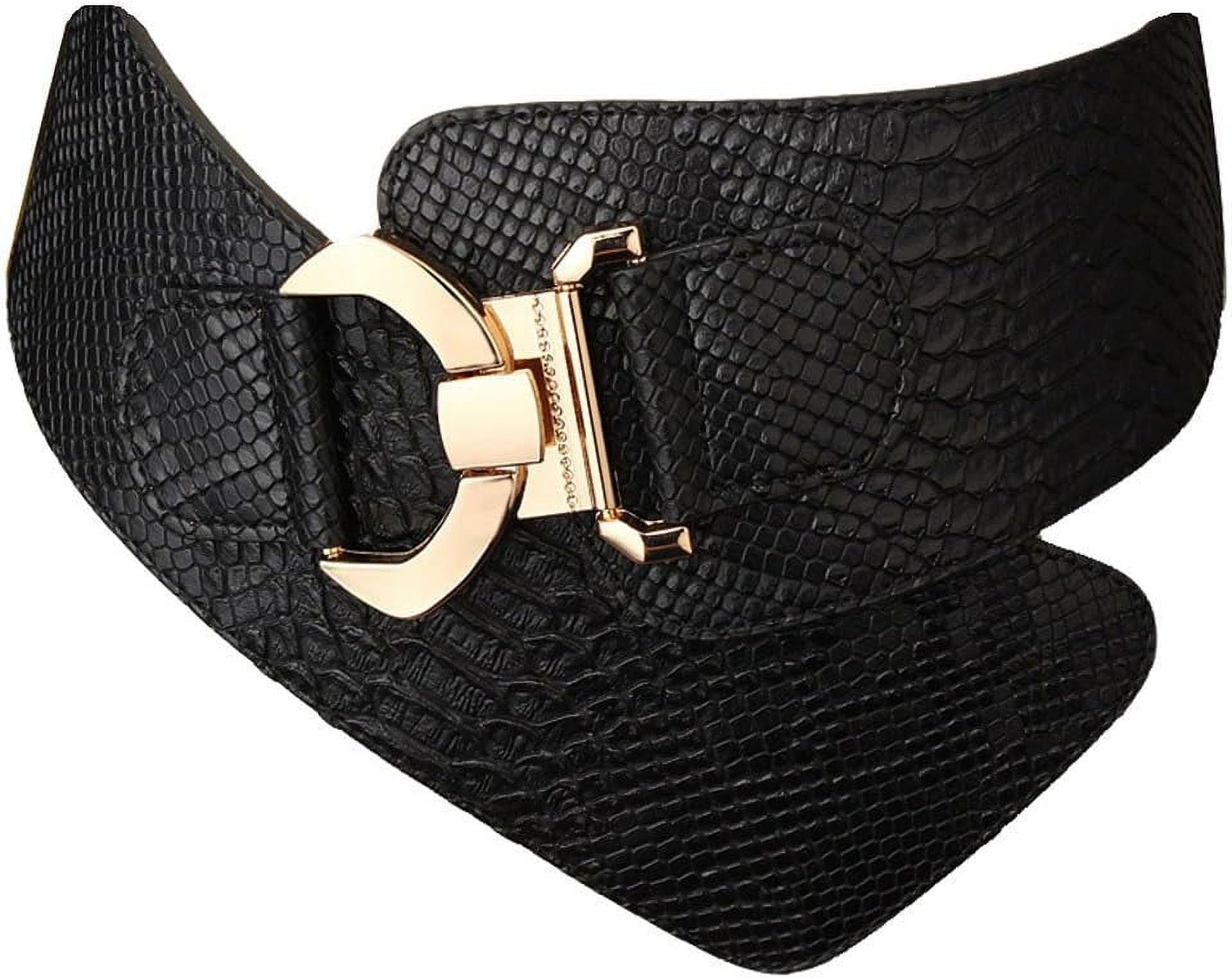 ? ?Nip/Women\'s Wide Belt Fashion Snake Pattern Women Black White Faux Leather Snake Skin Print Chic Style  main image 2