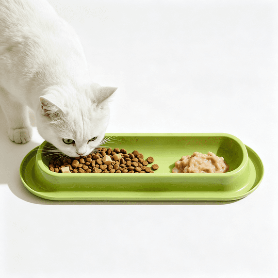 Wide Extended Pet Food Bowl, Ant‑Barrier No Spill Feeding Dish, Easy‑to‑Clean Large Capacity Plastic Feeder for Multi‑Cat & Multi‑Dog Home