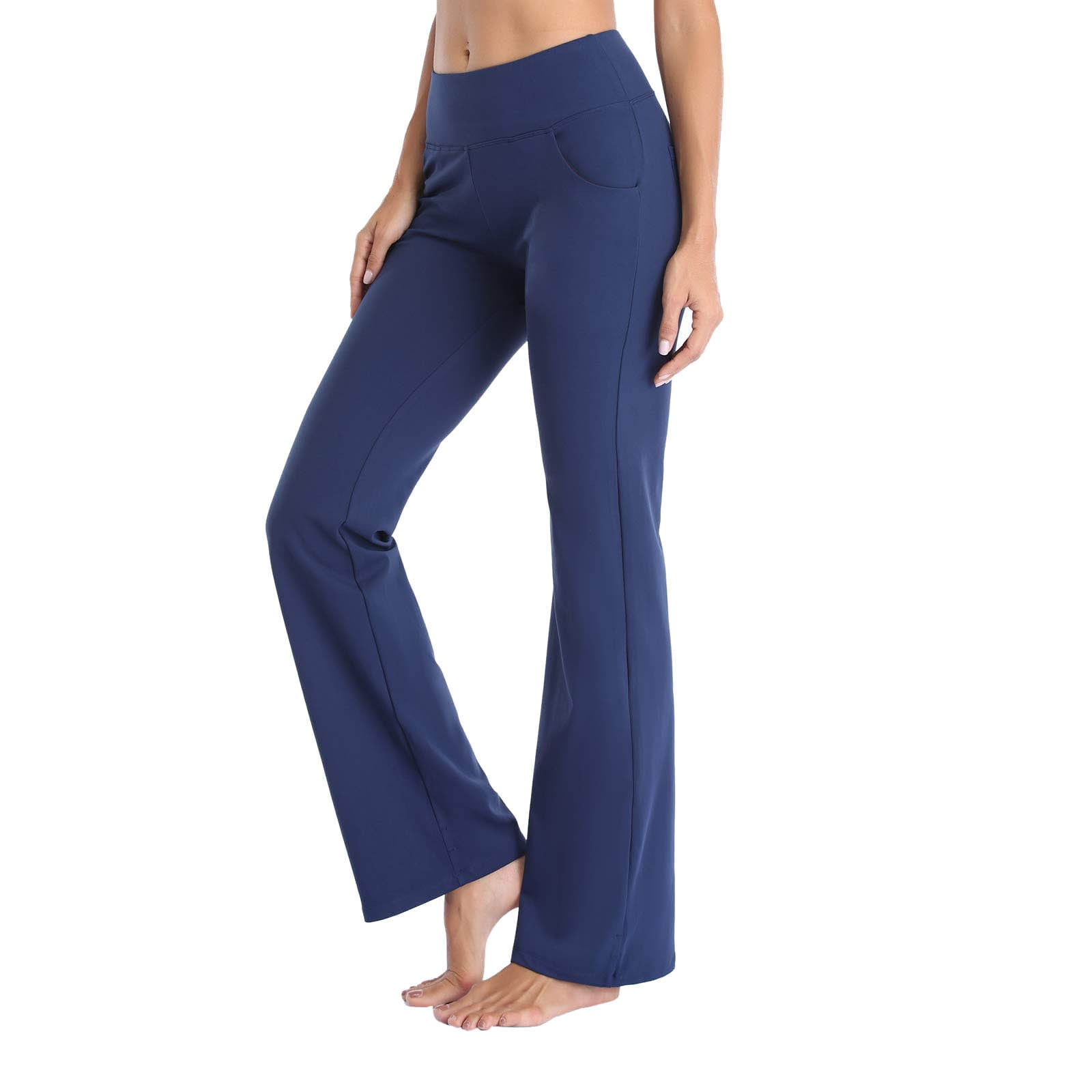 Wide Fitness Pants Flare Yoga with Pocket Solid Women High Trousers ...