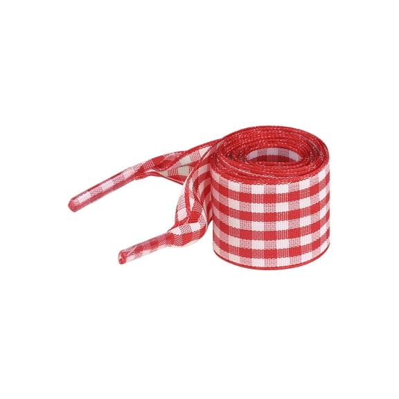 INSPIRE CHIC Wide Flat Checkered Shoelaces Fabric Ribbon Plaid Fantastic Shoe Laces for Sneaker Sport Shoes 2 Pairs Red 80cm/31.5"