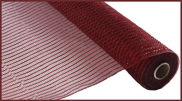 Wide Foil Deco Poly Mesh Ribbon, 10 Inches x 30 Feet (Burgundy, Red Foil)