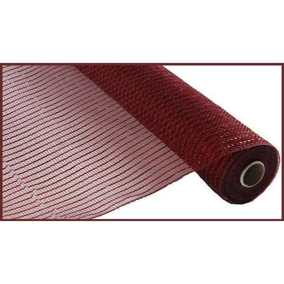 Wide Foil Deco Poly Mesh Ribbon, 10 Inches x 30 Feet (Burgundy, Red Foil)